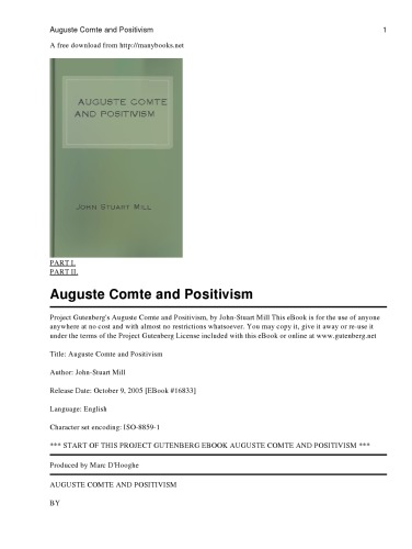 Auguste Comte And Positivism