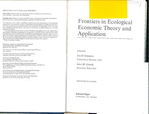 Frontiers in ecological economic theory and application