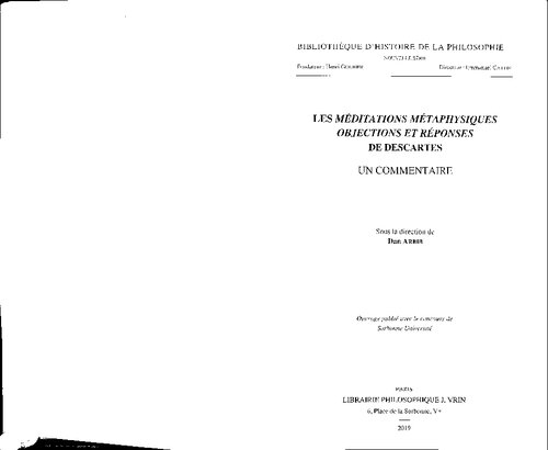 Les méditations métaphysiques Objections et réponses de Descartes