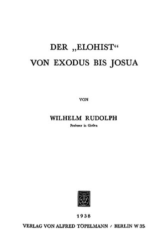 Der “Elohist” von Exodus bis Josua