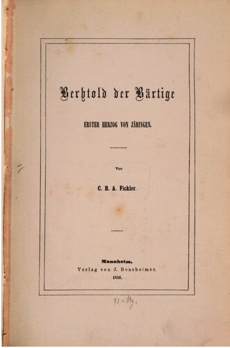 Berhtold [Berthold] der Bärtige, erster Herzog von Zäringen