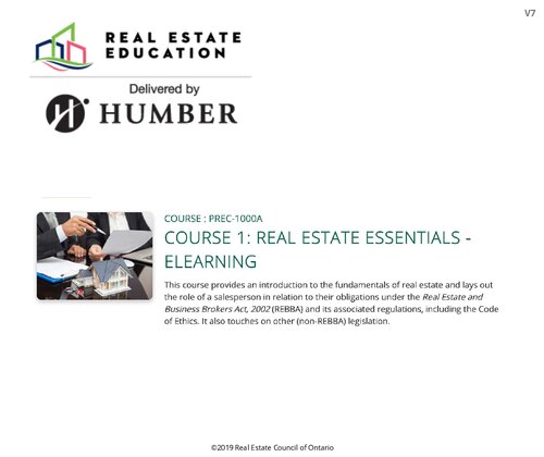 Course 1 - Real Estate Essentials - Humber Real Estate Education