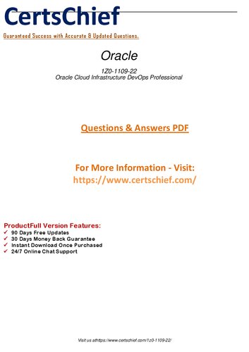Achieve Oracle Cloud Infrastructure DevOps Professional certification by passing the 1Z0-1109-22 exam. Get expert guidance, practice tests, and study materials to ensure success.