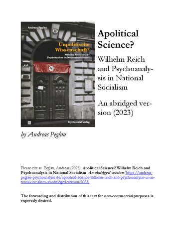 Apolitical Science? Wilhelm Reich and Psychoanalysis in National Socialism. An abridged version