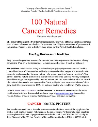 100 Natural Cancer Remedies (How and Why they work) - Perfect Health Foundation