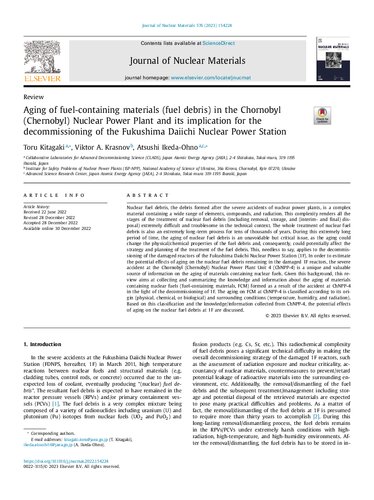 Aging of fuel-containing materials (fuel debris) in the Chornobyl (Chernobyl) Nuclear Power Plant and its implication for the decommissioning of the Fukushima Daiichi Nuclear Power Station