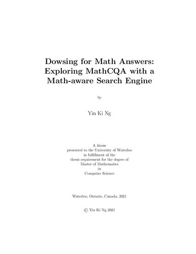 Exploring MathCQA with a Math-aware Search Engine