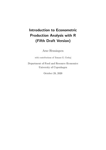 Introduction to Econometric Production Analysis with R