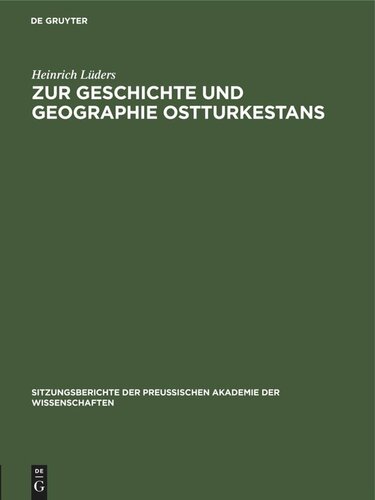 Zur Geschichte und Geographie Ostturkestans