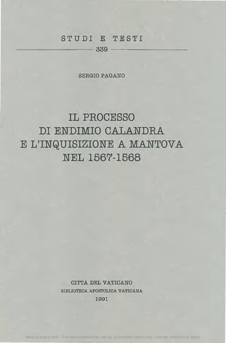 Il processo di Endimio Calandra e l'inquisizione a Mantova nel 1567-1568