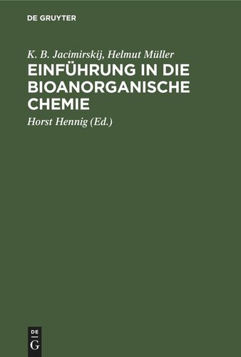 Einführung in die bioanorganische Chemie