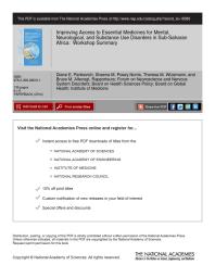 Improving Access to Essential Medicines for Mental, Neurological, and Substance Use Disorders in Sub-Saharan Africa: Workshop Summary