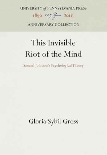 This Invisible Riot of the Mind: Samuel Johnson's Psychological Theory