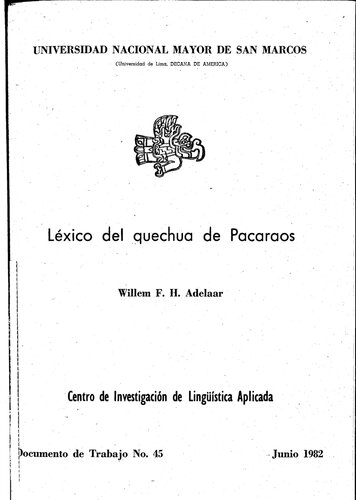 Léxico del quechua de Pacaraos (familia quechua, Canta, Lima)