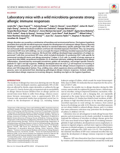 Laboratory mice with a wild microbiota generate strong allergic immune responses