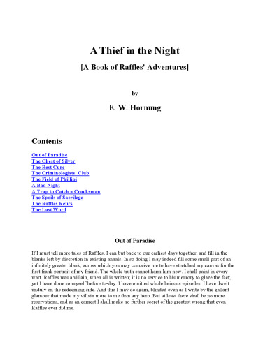 A Thief in the Night: A Book of Raffles' Adventures