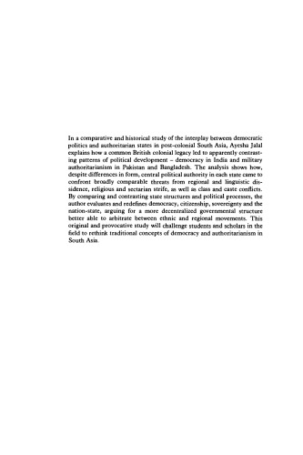 Democracy and Authoritarianism in South Asia: A Comparative and Historical Perspective (Contemporary South Asia)