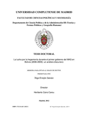 La lucha por la hegemonía durante el primer gobierno del MAS en Bolivia (2006-2009): un análisis discursivo