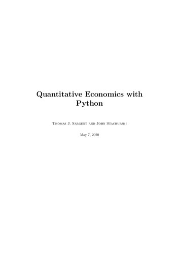 Quantitative Economics with Python