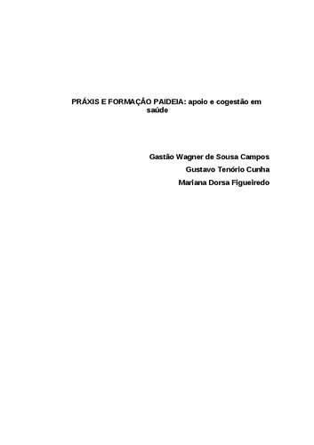 Práxis e Formação Paideia - apoio e cogestão em saúde