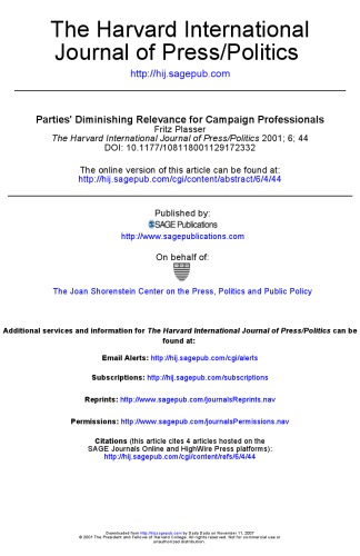 Parties diminishing relevence for campaign professionals