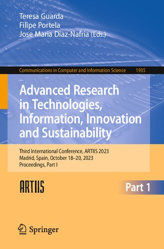 Advanced Research in Technologies, Information, Innovation and Sustainability: Third International Conference, ARTIIS 2023, Madrid, Spain, October ... in Computer and Information Science, 1935)