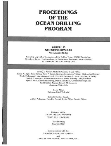 Proceedings of the Ocean Drilling Program, Scientific Results, Vol. 153. Mid-Atlantic Ridge