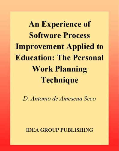 Experience of Software Process Improvement Applied to Education: The Personal Work Planning Technique