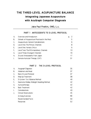 The 3-Level Acupuncture Balance : Integrating Japanese Accupuncture with AcuGraph Computer Diagnosis