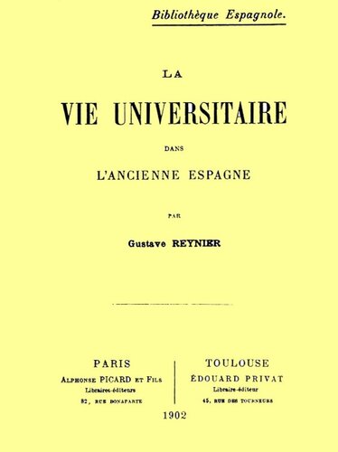 La Vie Universitaire dans l'ancienne Espagne