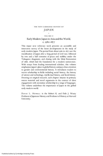 The New Cambridge History of Japan: Volume 2, Early Modern Japan in Asia and the World, c. 1580–1877