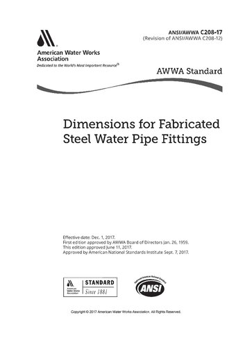 ANSI AWWA C208-17 Dimensions for Fabricated Steel Water Pipe Fittings