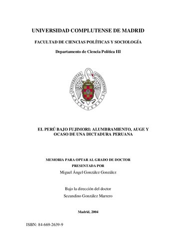 El Perú bajo Fujimori: alumbramiento, auge y ocaso de una dictadura peruana