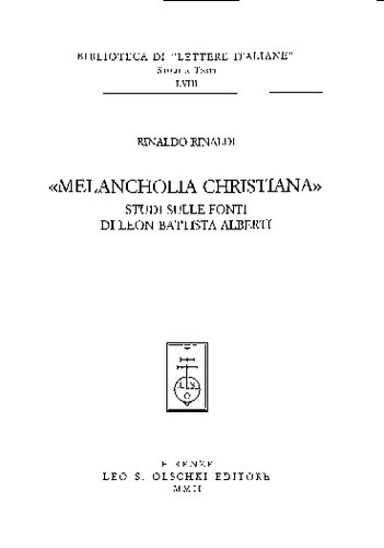 Melancholia christiana. Studi sulle fonti di Leon Battista Alberti