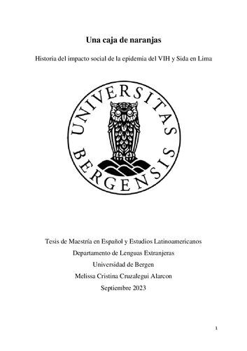 Una caja de naranjas : Historia del impacto social de la epidemia del VIH y Sida en Lima