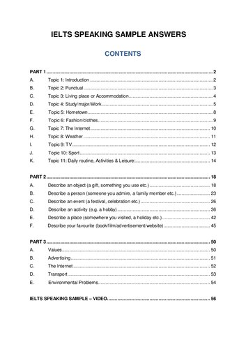 IELTS Speaking Sample Answers