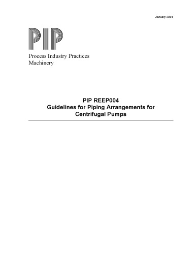Guidelines for Piping Arrangements for Centrifugal Pumps