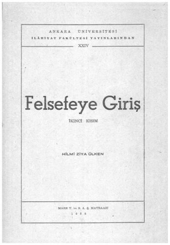 Felsefeye Giriş İkinci Kısım