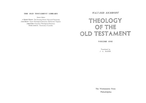 Theology of the Old Testament. Volume One