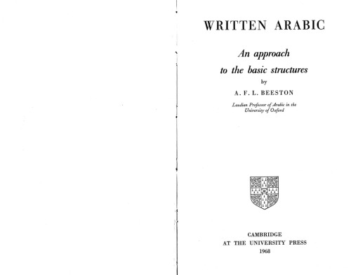 Written Arabic: An Approach to the Basic Structures