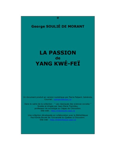 LA PASSION DE YANG KWI-FEI