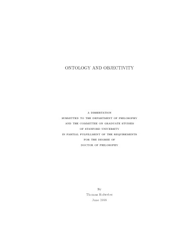 Ontology and Objectivity (PhD Thesis)