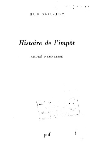 Histoire de l'impôt (Que sais-je?)