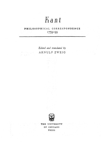 Philosophical Correspondence, 1759-1799