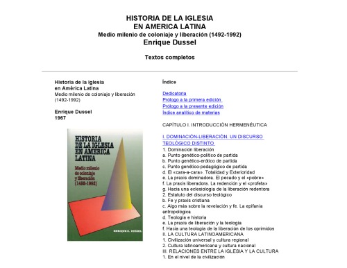 Historia de la iglesia en America latina - Medio milenio de coloniaje y liberacion