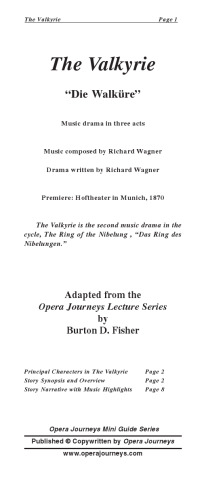 The Valkyrie (Die Walkure) (Opera Journeys Mini Guide Series)