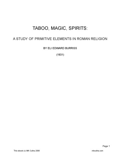 Taboo, Magic, Spirits