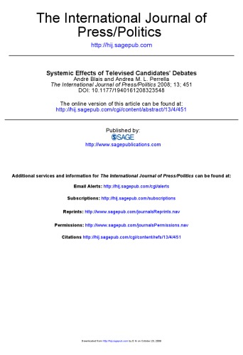 Systemic Effects of Televised Candidates’ Debates