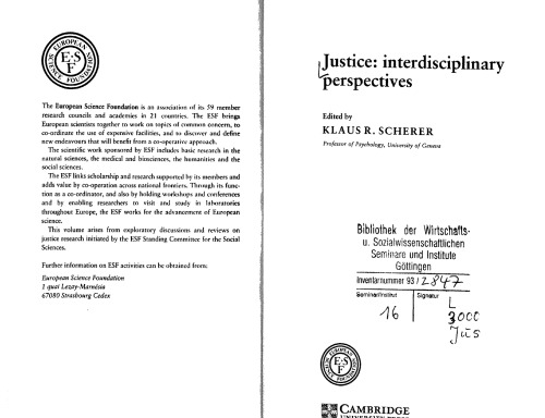 Justice: Interdisciplinary Perspectives