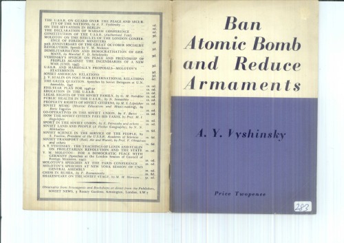 Ban Atomic Bomb and Reduce Armaments ... Speech of October 12, 1948, in Paris